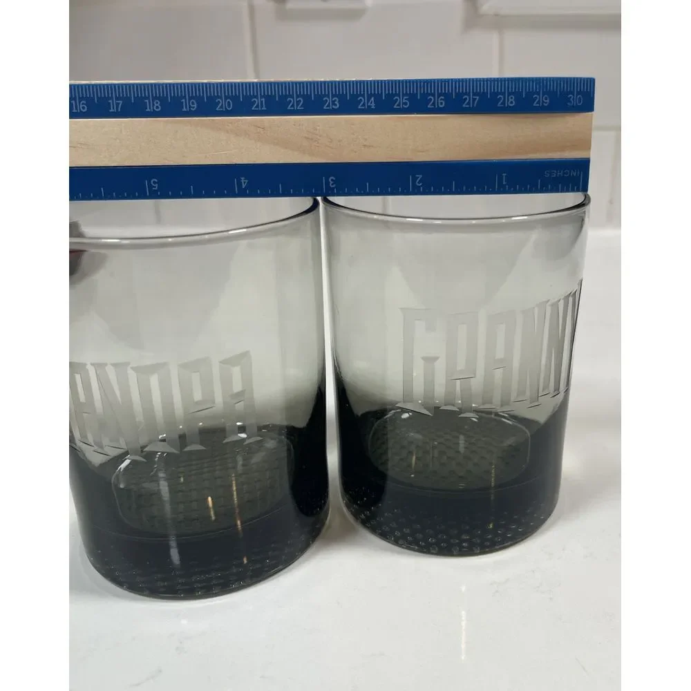 Grandpa & Granny Vintage‎ Smokey Gray Lowball Whiskey Glass (2)